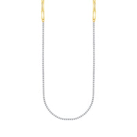 Half Paper Clip Chain Half Diamond Tennis Necklace