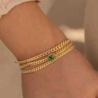 Emerald Square Cuban Chain Bracelet