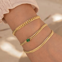 Emerald Square Cuban Chain Bracelet