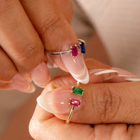 Open Cuff Sapphire and Ruby Ring