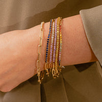 Half & Half Blue Sapphire Tennis Paperclip Bracelet