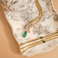 Pear Shaped Emerald Cuban Bracelet