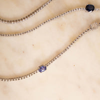 Center Oval Blue Sapphire Diamond Tennis Bracelet