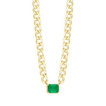 Emerald Gem Baby Cuban Chain Necklace