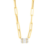 Baguette & Round  Diamond Illusion Necklace