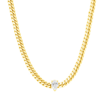 Pear Shaped Diamond Cuban Link Necklace