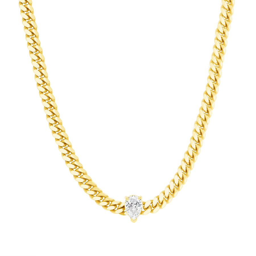 Pear Shaped Diamond Cuban Link Necklace