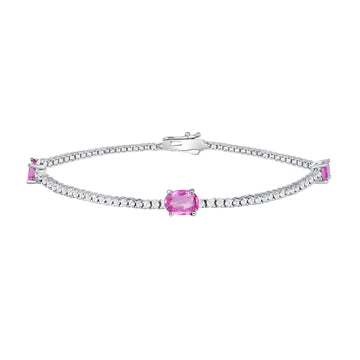 Pink Sapphire Three Stations Tennis Bracelet