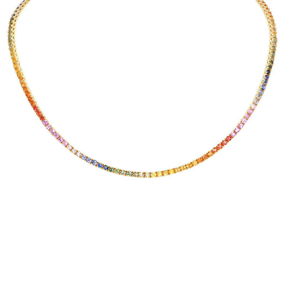 Multicolored Sapphire Tennis Necklace