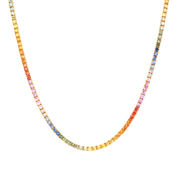 Multicolored Sapphire Tennis Necklace