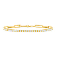 Half & Half White Sapphire Tennis Paperclip Bracelet