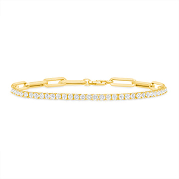 Half & Half White Sapphire Tennis Paperclip Bracelet