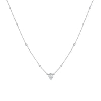 14k White Gold Diamond Baguette Illusion on Diamond By The Yard Necklace