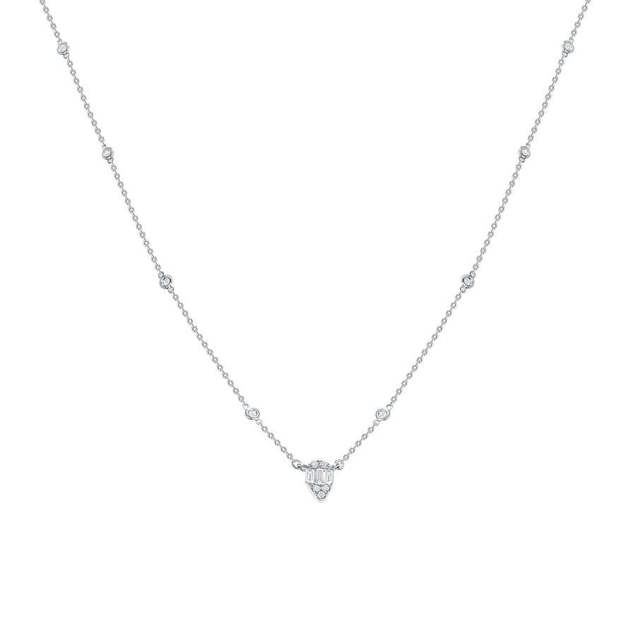 14k White Gold Diamond Baguette Illusion on Diamond By The Yard Necklace