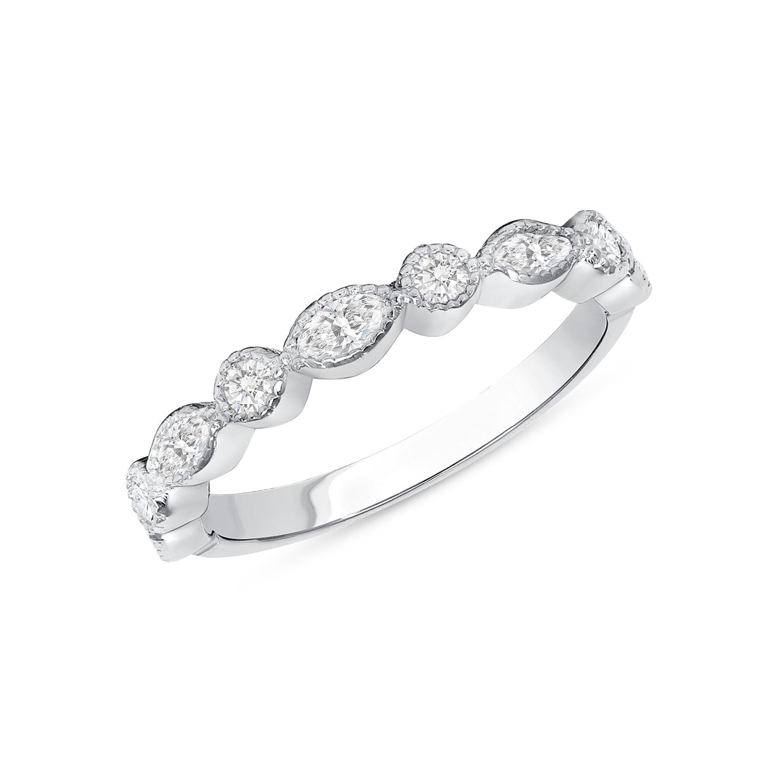 Milgrain Marquise and Round Diamond Ring