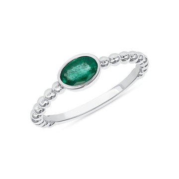 Bezel-Set Oval Emerald RIng