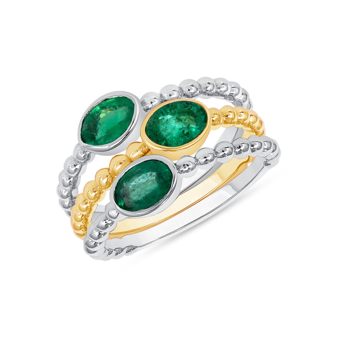 Bezel-Set Oval Emerald RIng