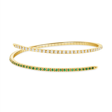 Half Diamond Half Emerald Wrap Bracelet