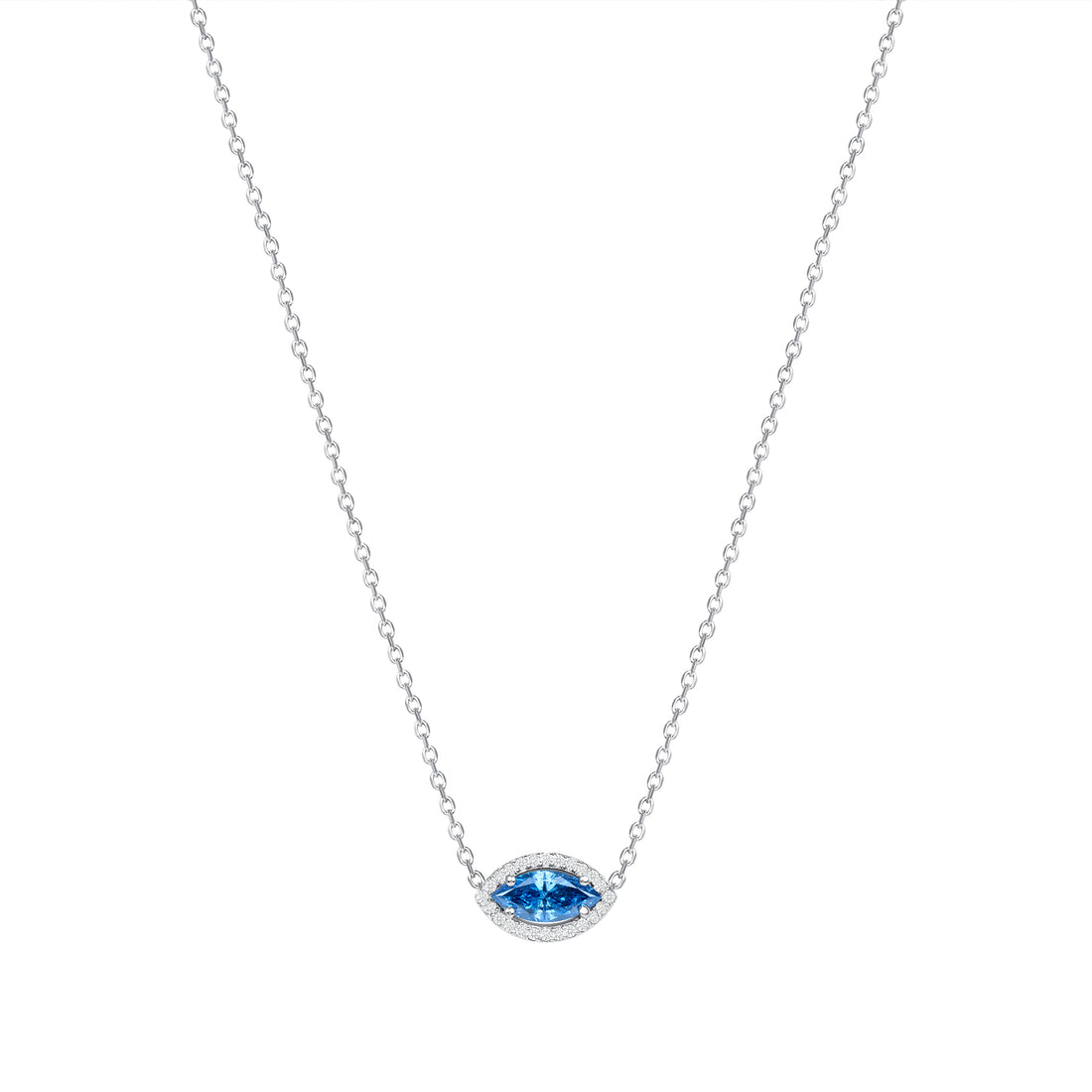 Marquise Blue Diamond 14K White Gold Pendant