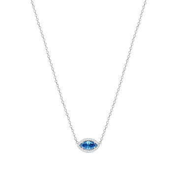 Marquise Blue Diamond 14K White Gold Pendant