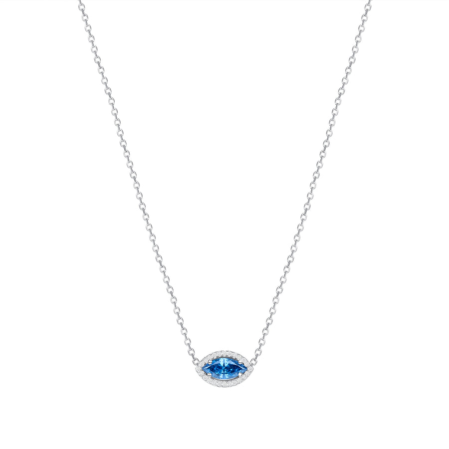 Marquise Blue Diamond 14K White Gold Pendant