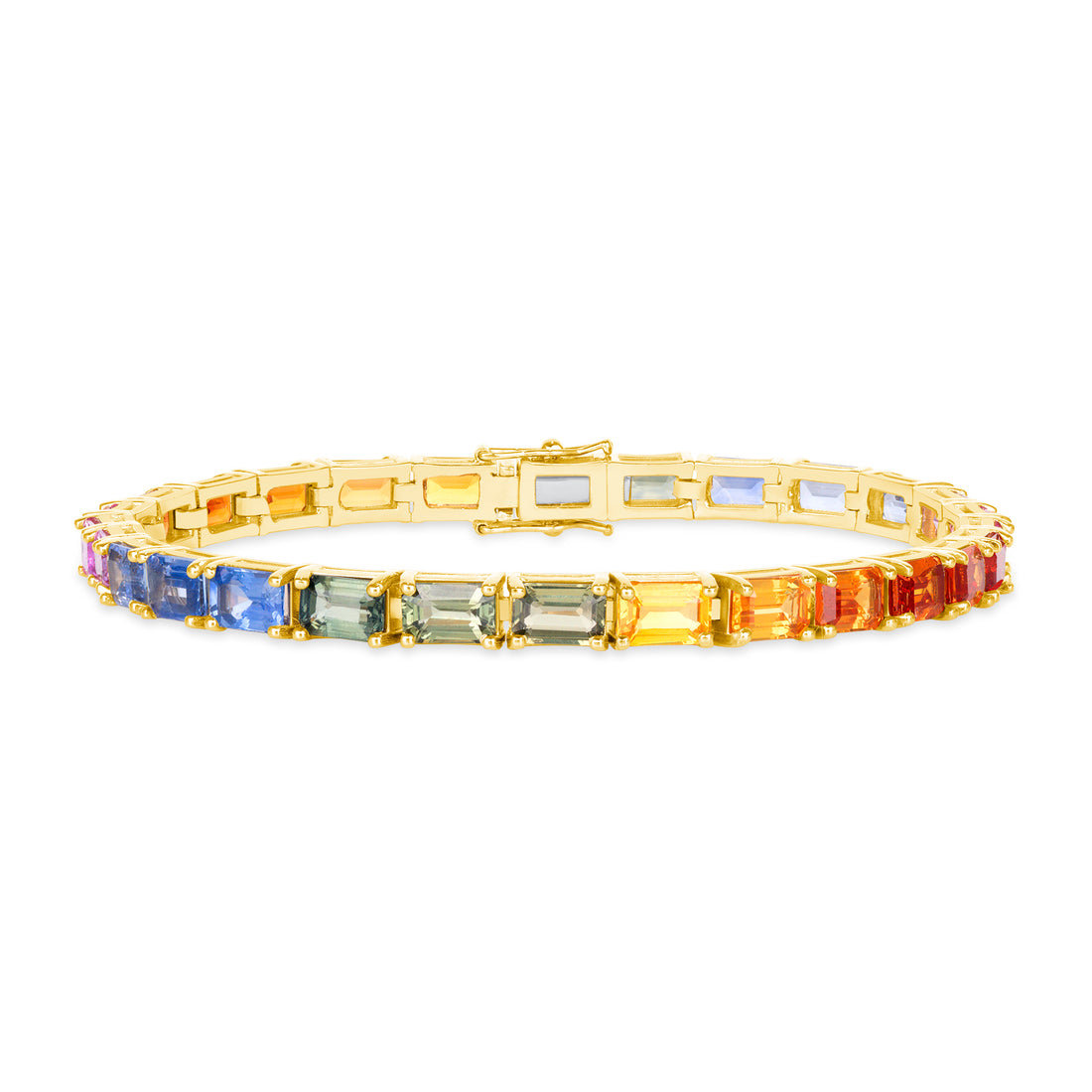 Rainbow Emerald Cut Tennis Bracelet