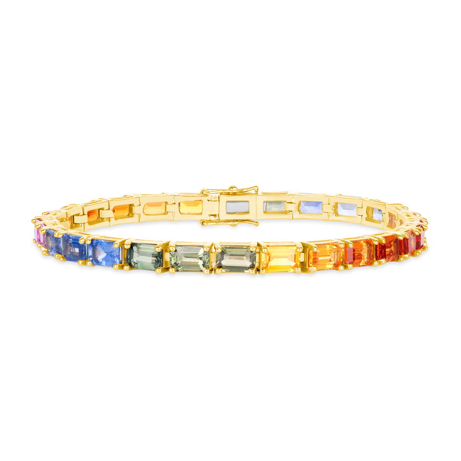 Rainbow Emerald Cut Tennis Bracelet