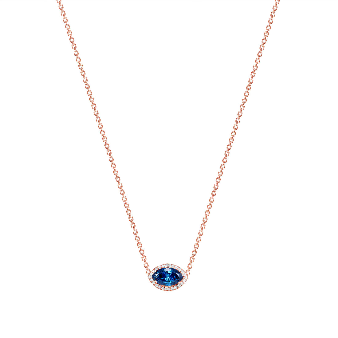 Marquise Blue Diamond 14K Rose Gold Pendant