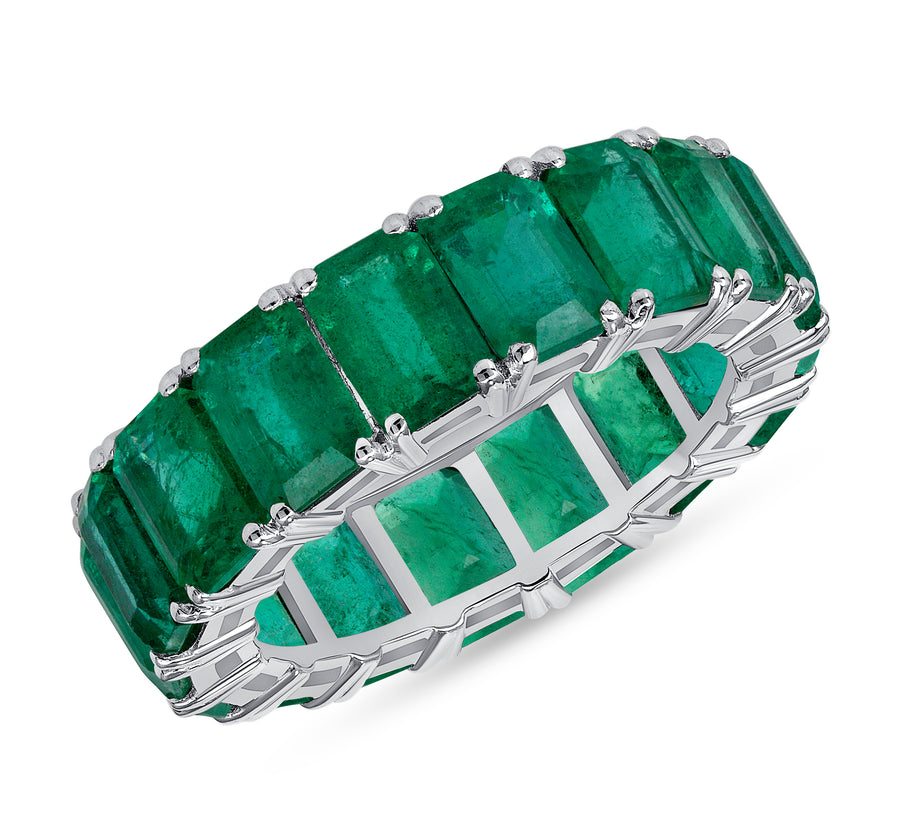 Emerald Eternity Band - 18K White Gold