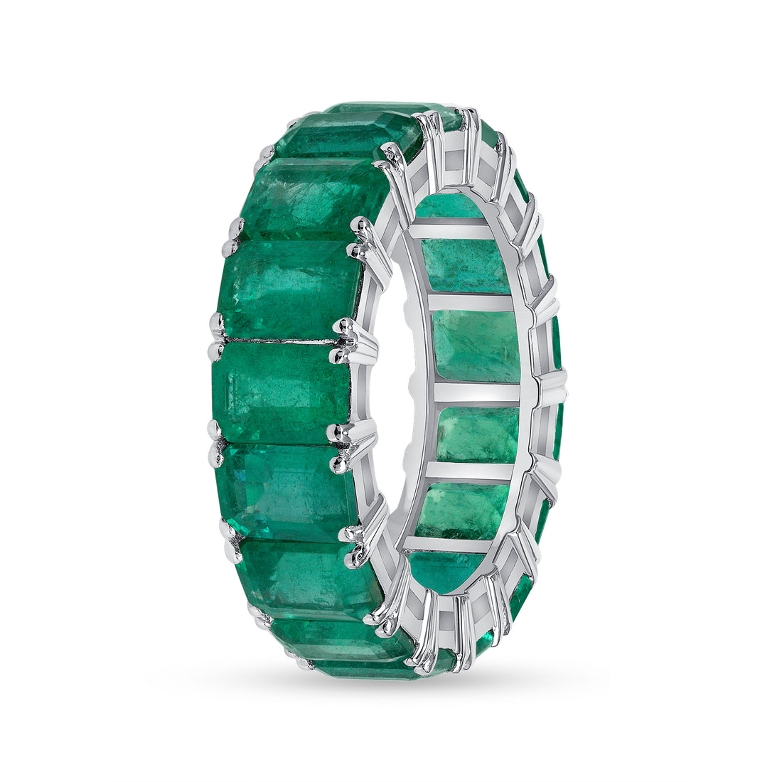 Emerald Eternity Band - 18K White Gold