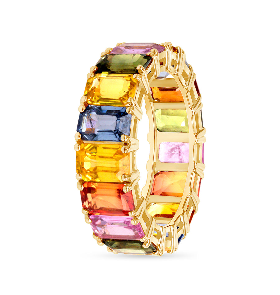 Multicolor Sapphire Eternity Band