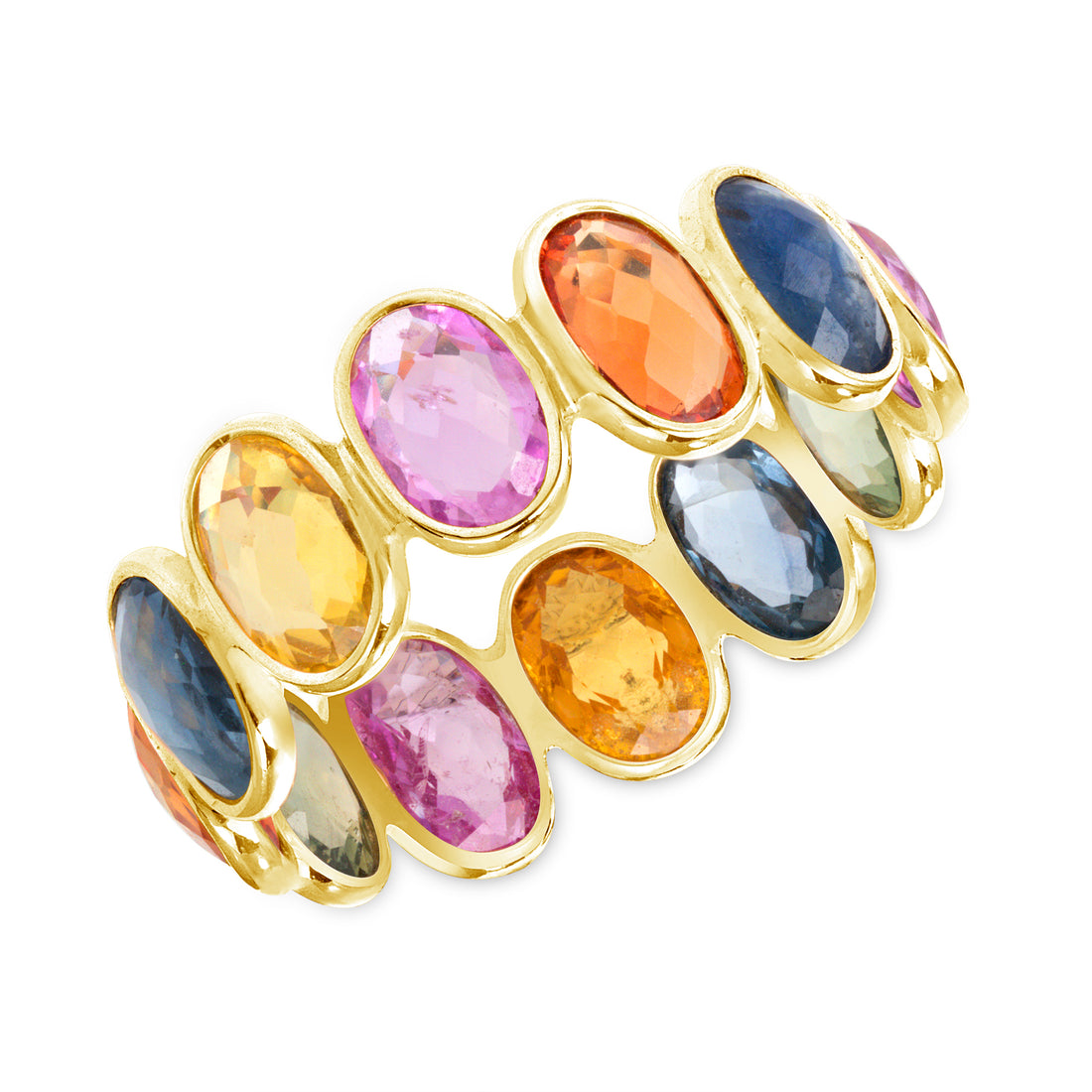 Multicolor Oval Shape Sapphire Eternity Band