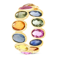 Multicolor Oval Shape Sapphire Eternity Band