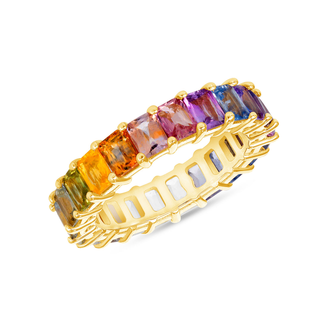 Rainbow Sapphire Eternity Band