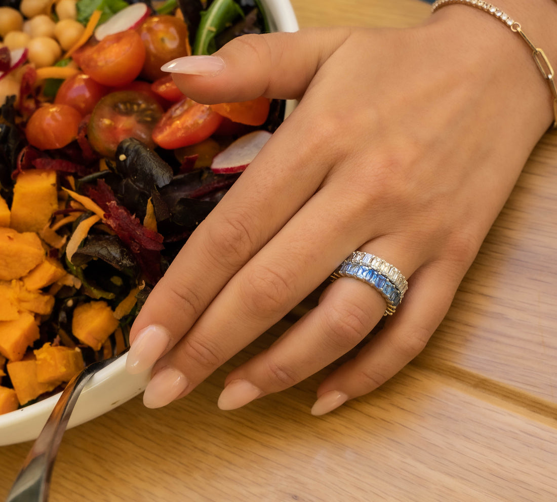 Blue Sapphire Gradient Eternity Band