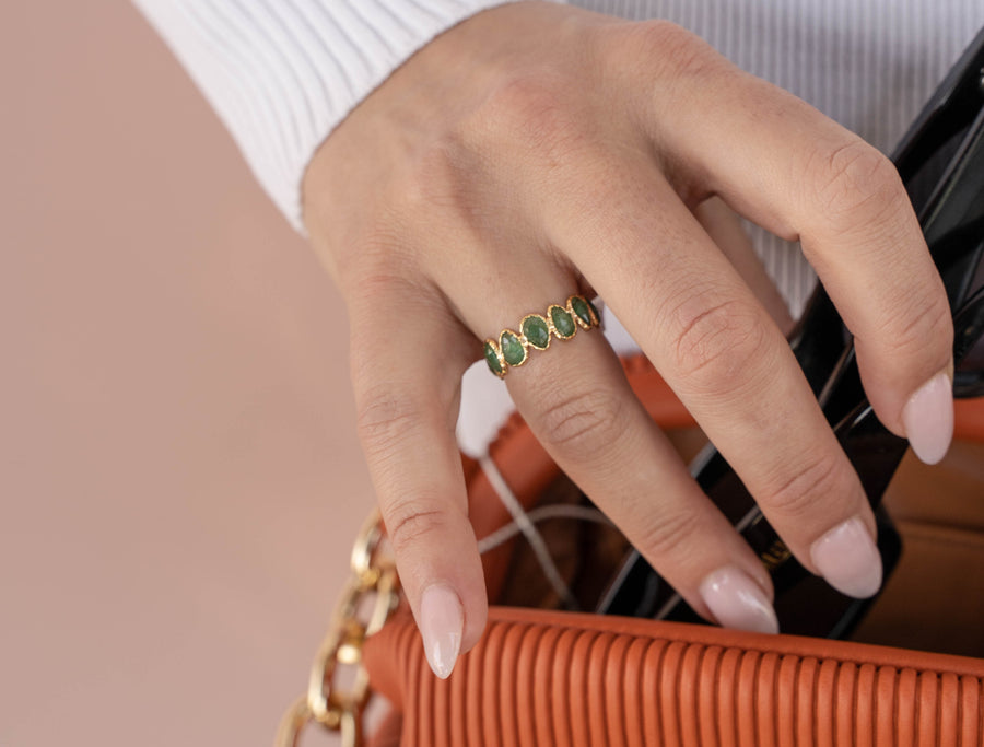 Pear Shape Emerald Eternity Band