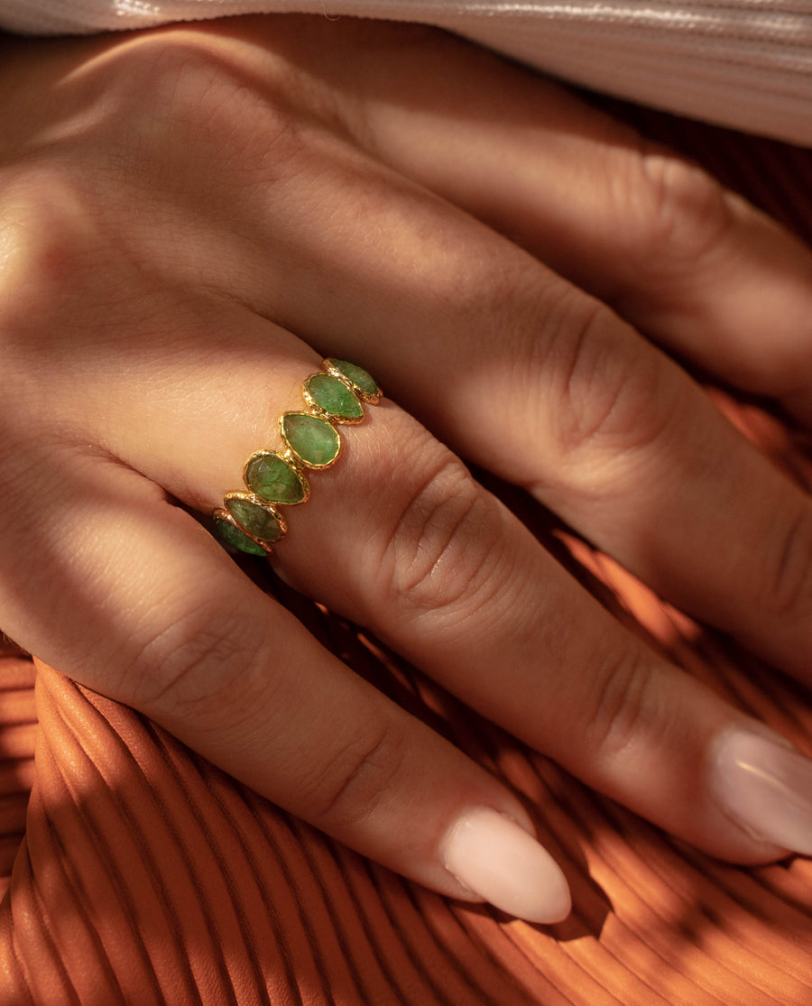 Pear Shape Emerald Eternity Band