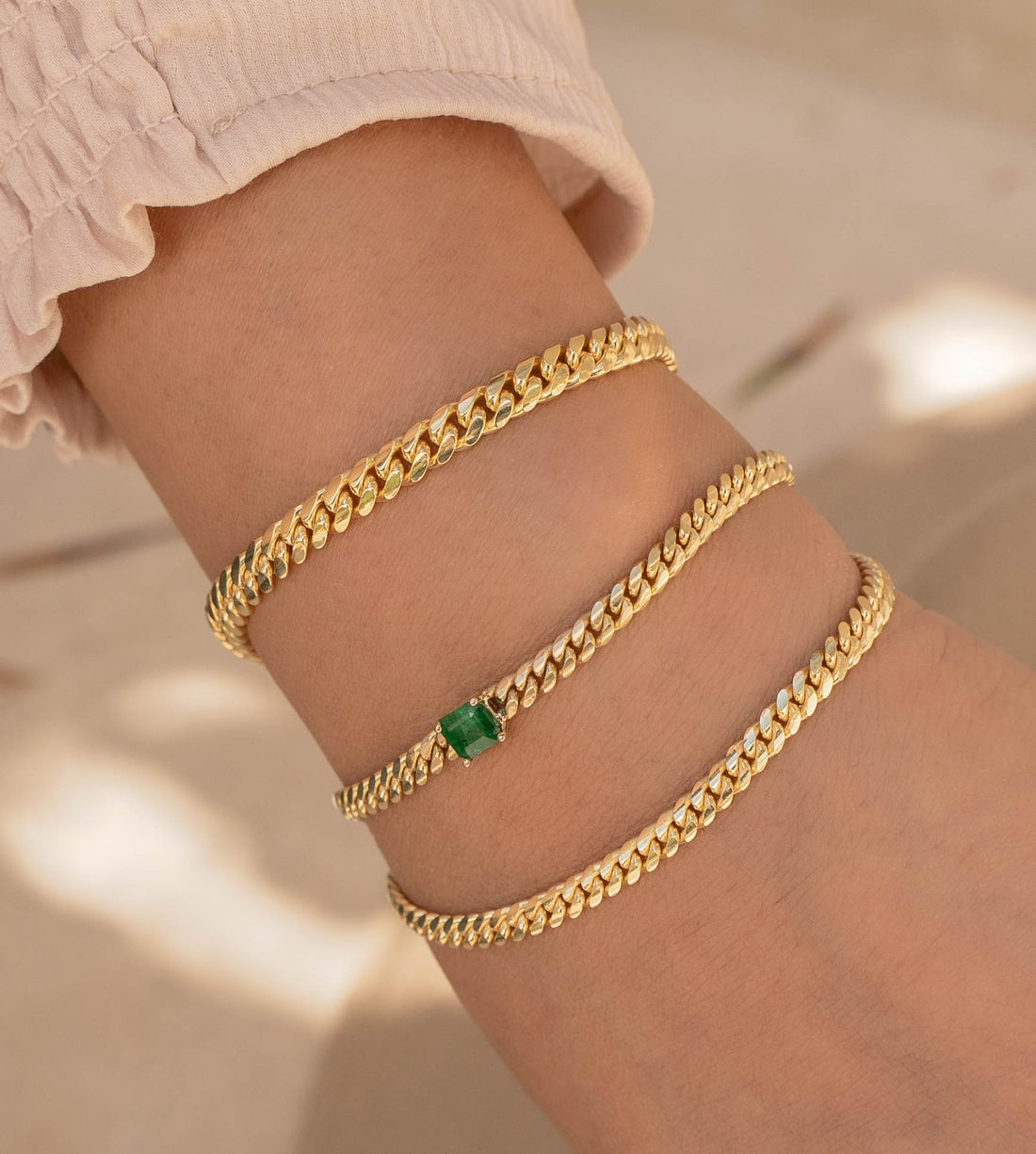 Emerald Square Cuban Chain Bracelet