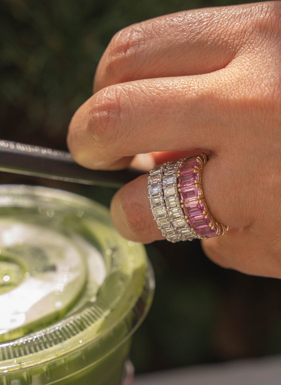 Pink Sapphire Eternity Band