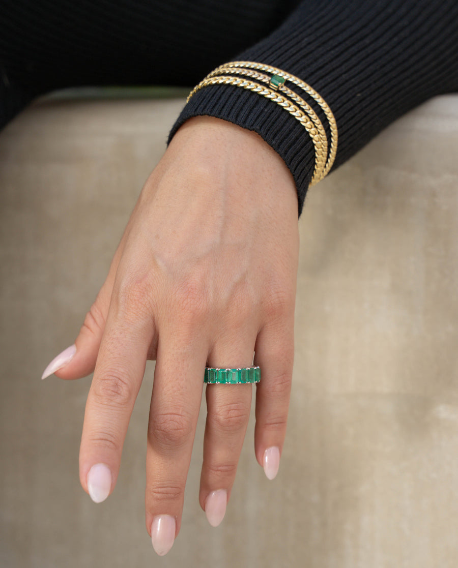 Emerald Eternity Band - 18K White Gold