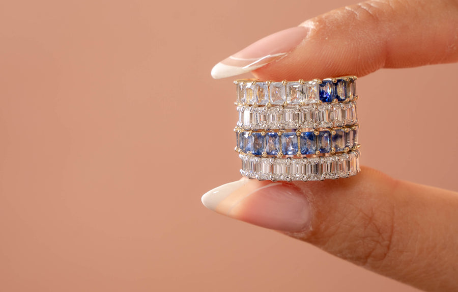 Blue Sapphire Ombre Eternity Band