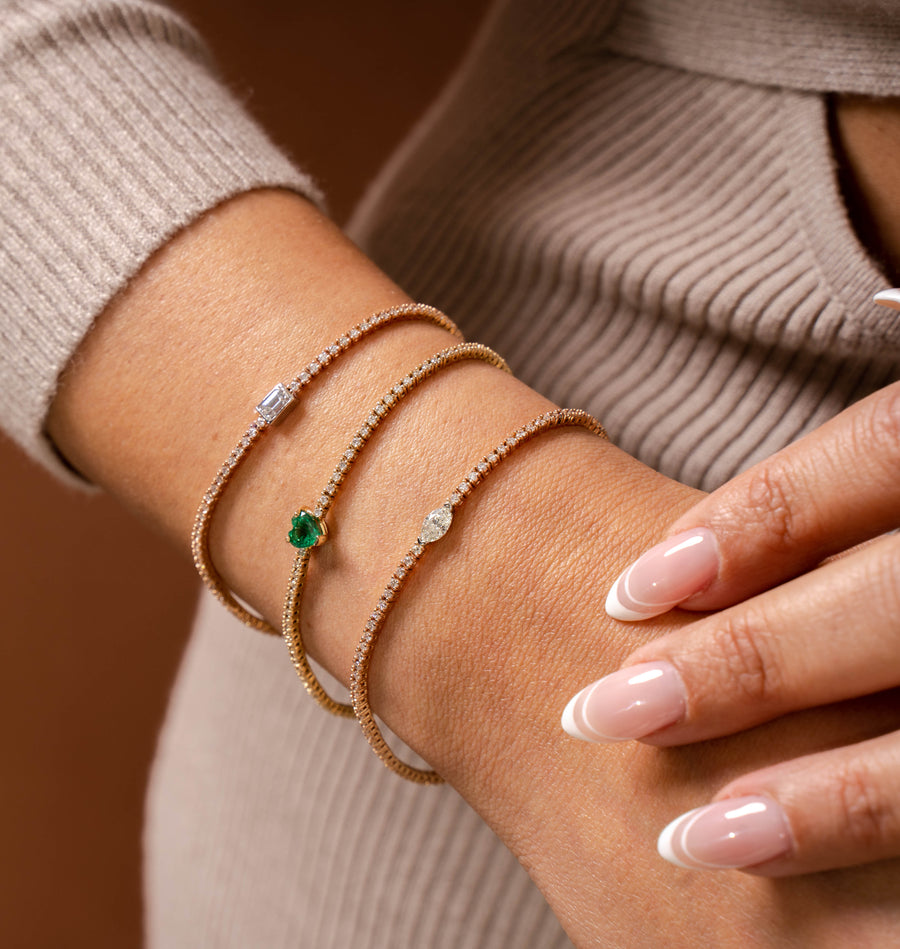 Center Emerald Cut Diamond Tennis Bracelet