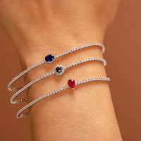 Center Pear Shaped Ruby Diamond Tennis Bracelet