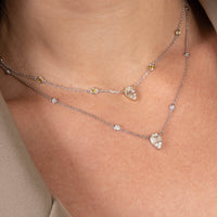 14k White Gold Diamond Baguette Illusion on Diamond By The Yard Necklace