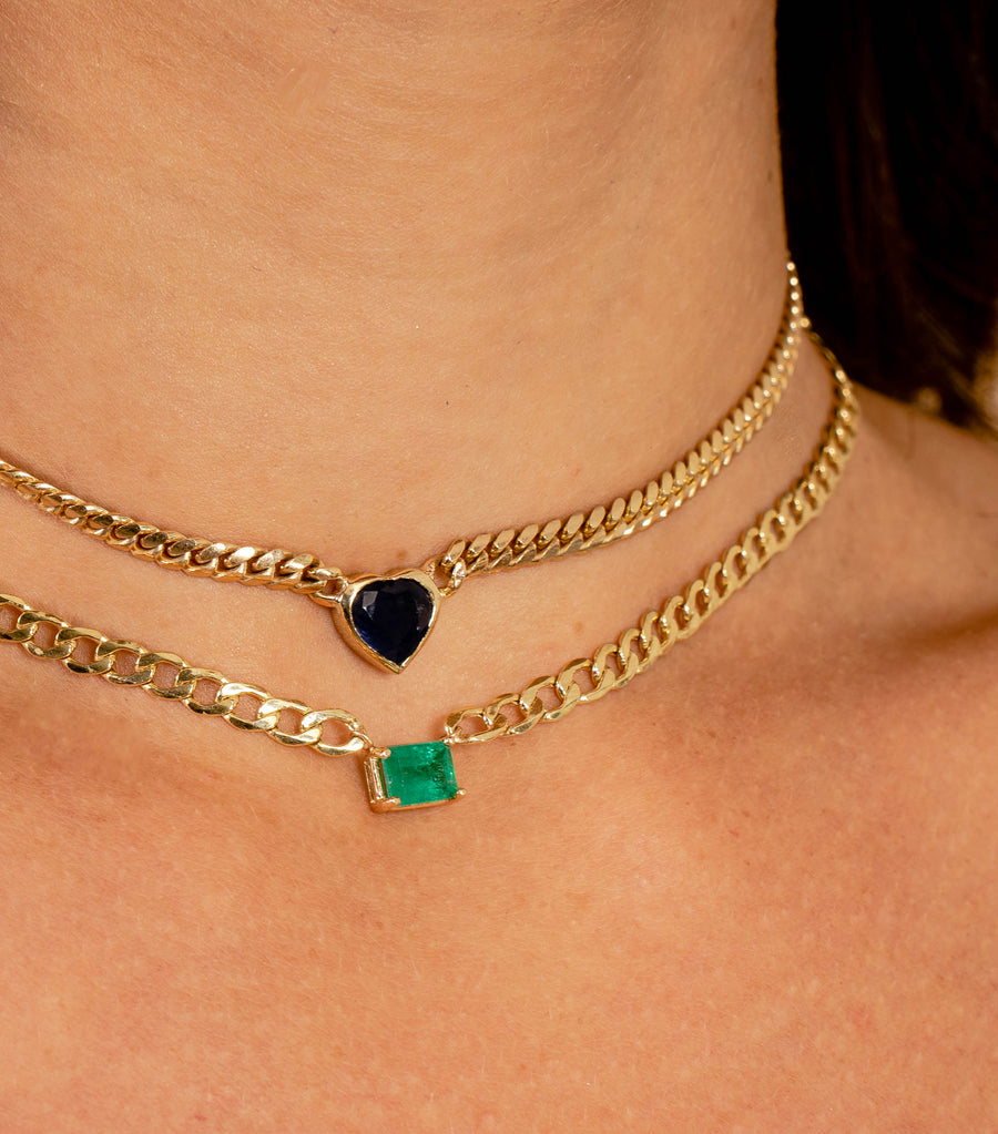 Emerald Gem Baby Cuban Chain Necklace