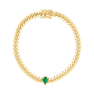 Pear Shaped Emerald Cuban  Bracelet